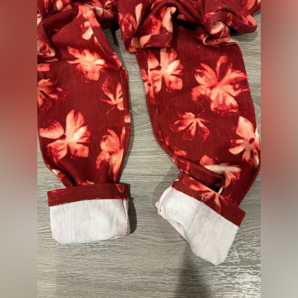 Simply Vera Vera Wang Burgundy Floral Chino Leggings Size M New With Tags - Picture 9 of 16